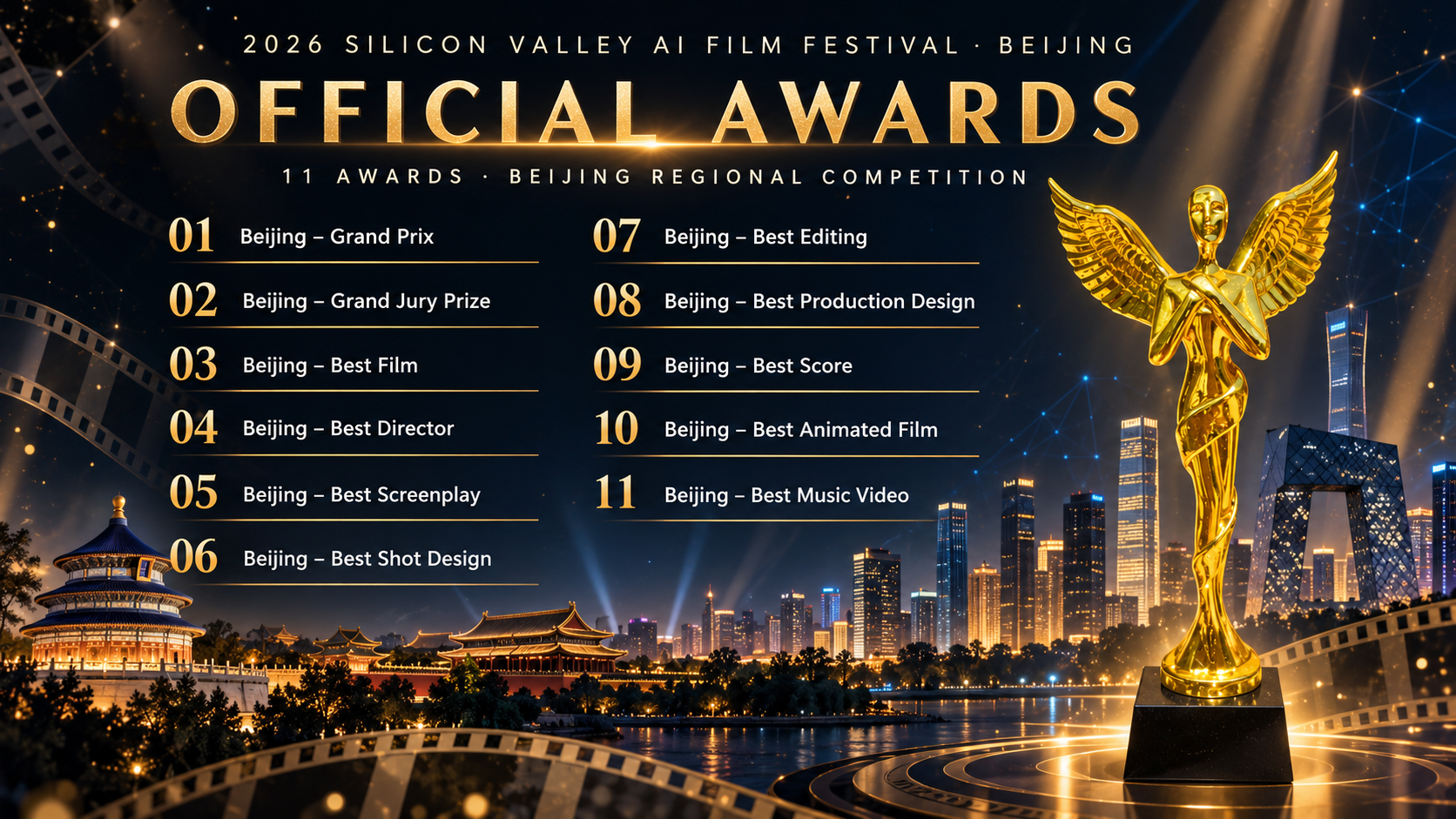 Official Awards — Eleven awards, one global stage.